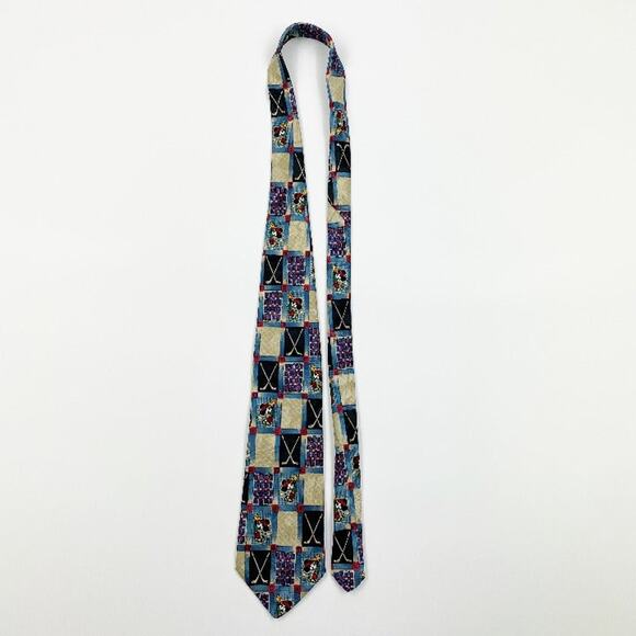Mickey Unlimited Blue Red Golf Polyester Necktie - Picture 2 of 4